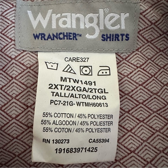 Wrangler Wrancher Mens Western Geometric Pearl Snap Shirt Sz 2XT Rodeo Cowboy - Picture 8 of 10